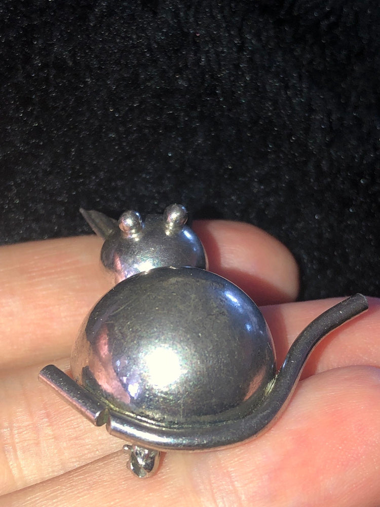 Vintage sterling silver kitty cat brooch pin 925 puffy abstract Puffy geometric  circles kitten Modernist