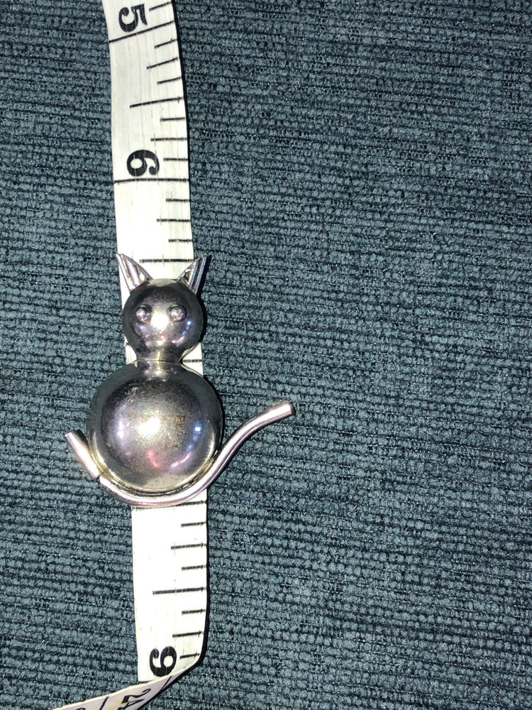 Vintage sterling silver kitty cat brooch pin 925 puffy abstract Puffy geometric  circles kitten Modernist