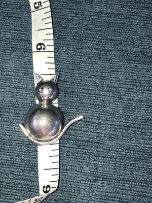 Vintage sterling silver kitty cat brooch pin 925 puffy abstract Puffy geometric  circles kitten Modernist