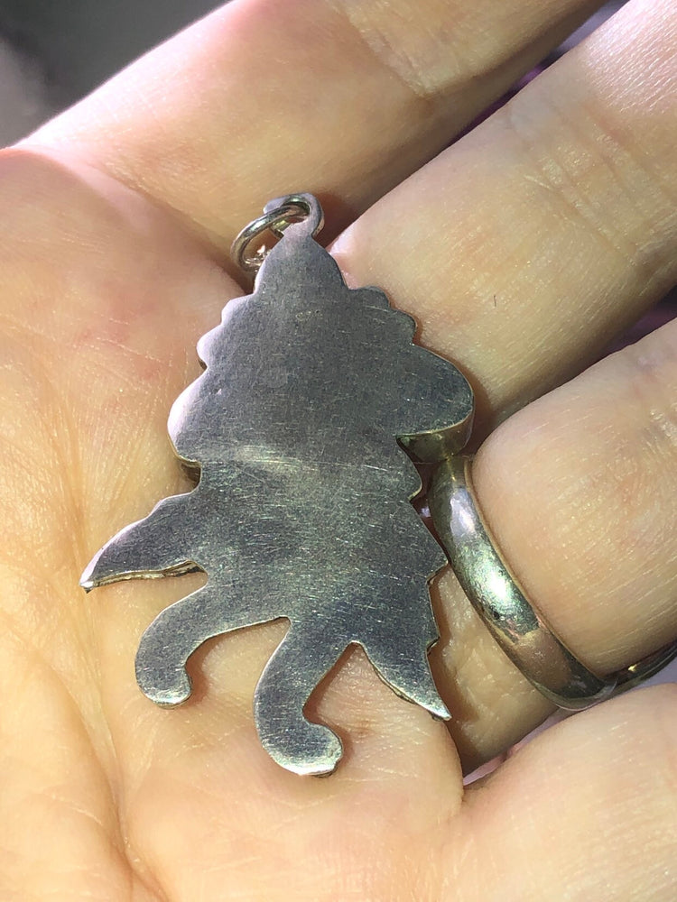 Amazing vintage Native American Indian pendant Carnelian moonstone blossom sterling silver