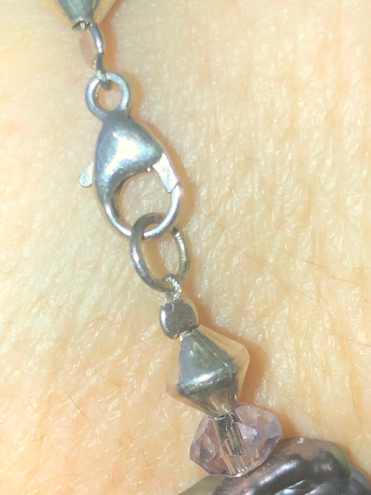 Vintage baroque black / purple pearl beads bracelet sterling silver 925 Abstract uneven shaped beaded Iridescent Unusual