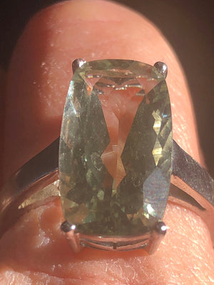 Huge gorgeous Sterling silver big prasiolite (Green amethyst) gemstone ring size 11 925