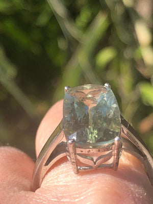 Huge gorgeous Sterling silver big prasiolite (Green amethyst) gemstone ring size 11 925