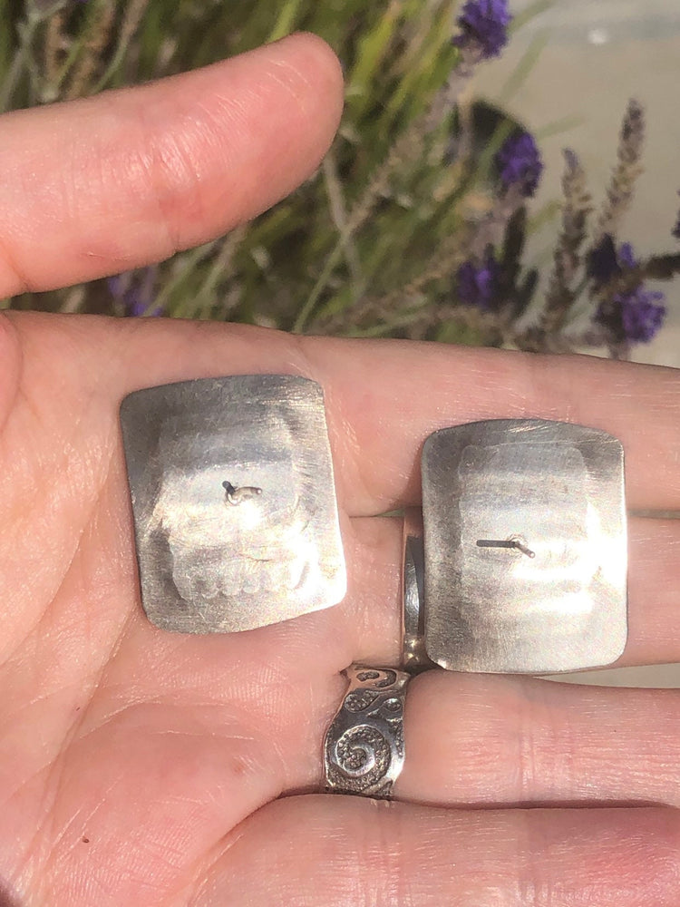 Vintage abstract earrings sterling silver unusual artisan made