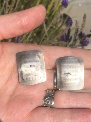 Vintage abstract earrings sterling silver unusual artisan made
