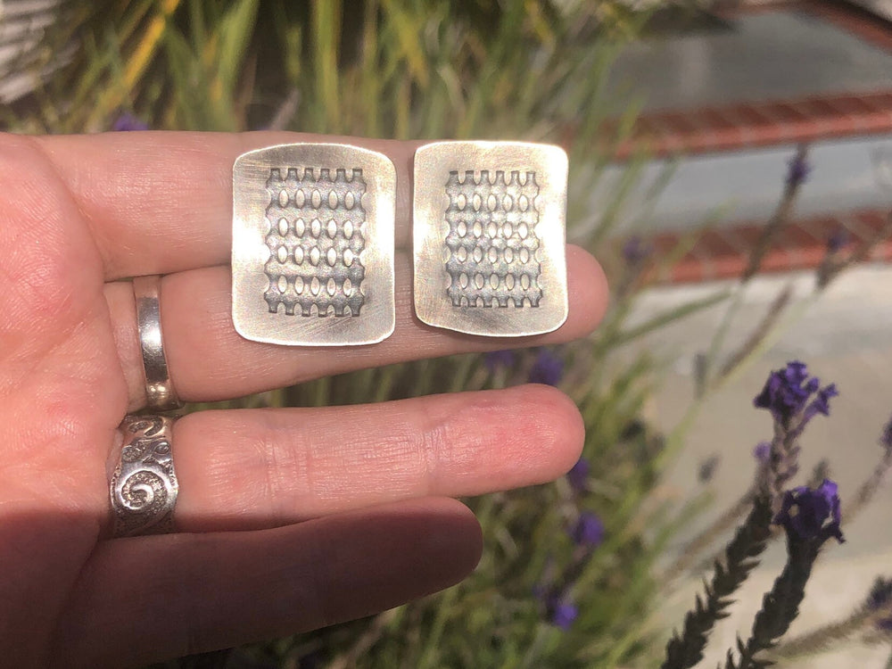 Vintage abstract earrings sterling silver unusual artisan made