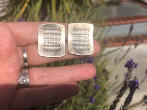 Vintage abstract earrings sterling silver unusual artisan made