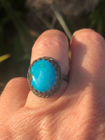 Vintage Native American Indian turquoise sterling silver ring Size 5