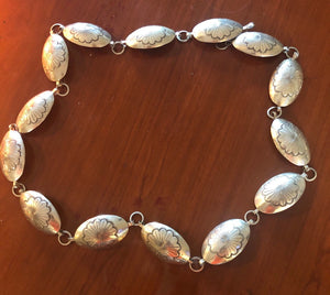J Wright Native American Indian concho belt sterling silver 42.5 Inches long 224 Grams of solid sterling silver