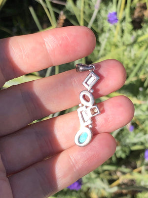 Sterling silver pendant 4 necklace gemstones turquoise peridot Carnelian Mop abalone 925 LT