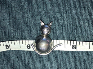 Vintage sterling silver kitty cat brooch pin 925 puffy abstract Puffy geometric  circles kitten Modernist