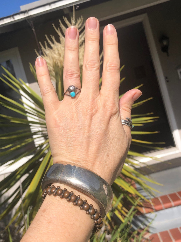 Vintage Native American Indian turquoise sterling silver ring Size 6.5
