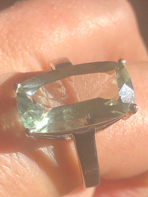 Huge gorgeous Sterling silver big prasiolite (Green amethyst) gemstone ring size 11 925