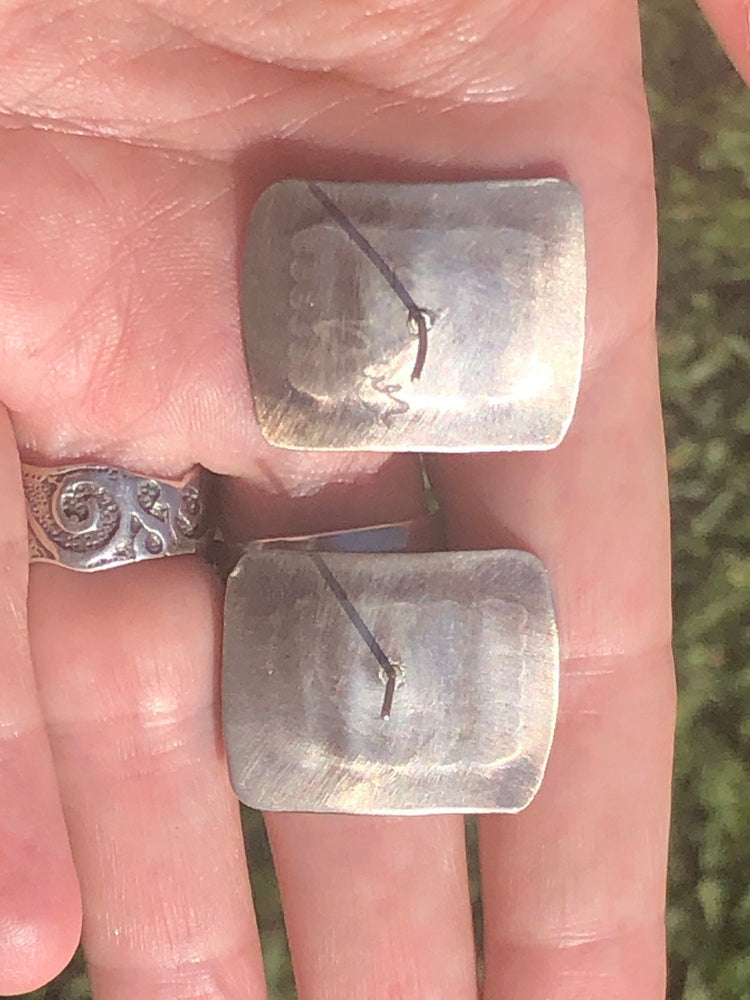 Vintage abstract earrings sterling silver unusual artisan made