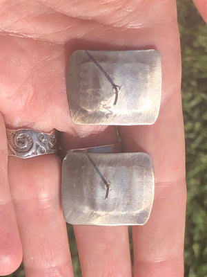 Vintage abstract earrings sterling silver unusual artisan made