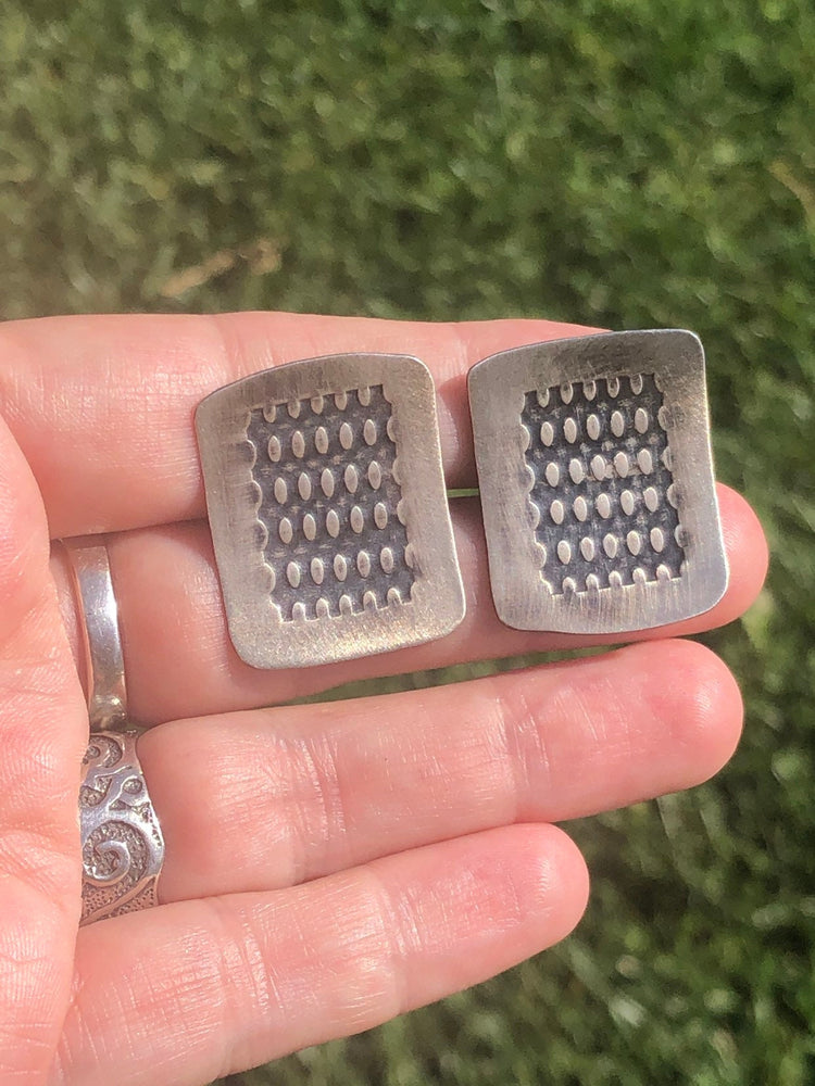 Vintage abstract earrings sterling silver unusual artisan made