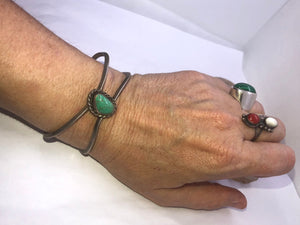 Vintage Native American turquoise sterling silver cuff bracelet 925