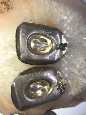 Big Sterling Silver Cowboy Hat Earrings 925 Mexico Taxco Southwestern Western