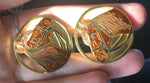Vintage Horse Clip On Earrings Cloisonné Enamel Equestrian Gold Tone