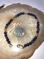 Vintage Lapis Lazuli & Gold Beaded Bracelet Beautiful 6.5 Inches 14kt GF