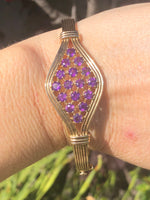 Vintage Amethyst Sterling Silver Gold Vermeil Bangle Bracelet Gorgeous 925