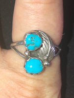Vintage Native American Indian Turquoise Gemstone Ring - Sterling Silver Southwestern Size 7.5