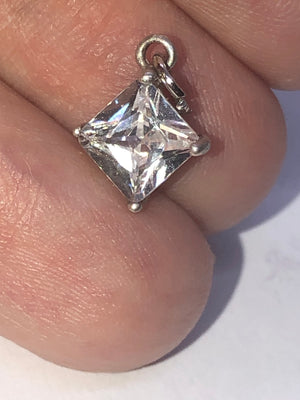 Vintage Sterling Silver Heart & Cubic Zirconia CZ Pendant - Lot of Two Small Charms/Pendants
