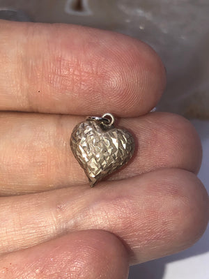 Vintage Sterling Silver Heart & Cubic Zirconia CZ Pendant - Lot of Two Small Charms/Pendants