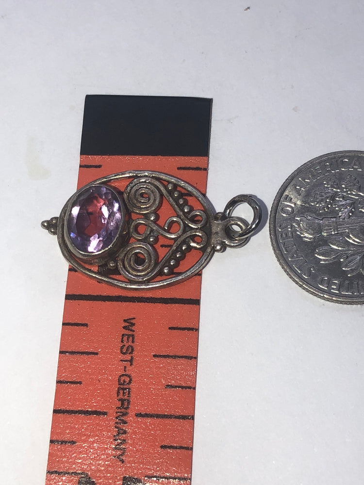 Vintage Amethyst Sterling Silver Pendant Charm 925