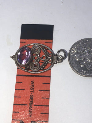 Vintage Amethyst Sterling Silver Pendant Charm 925