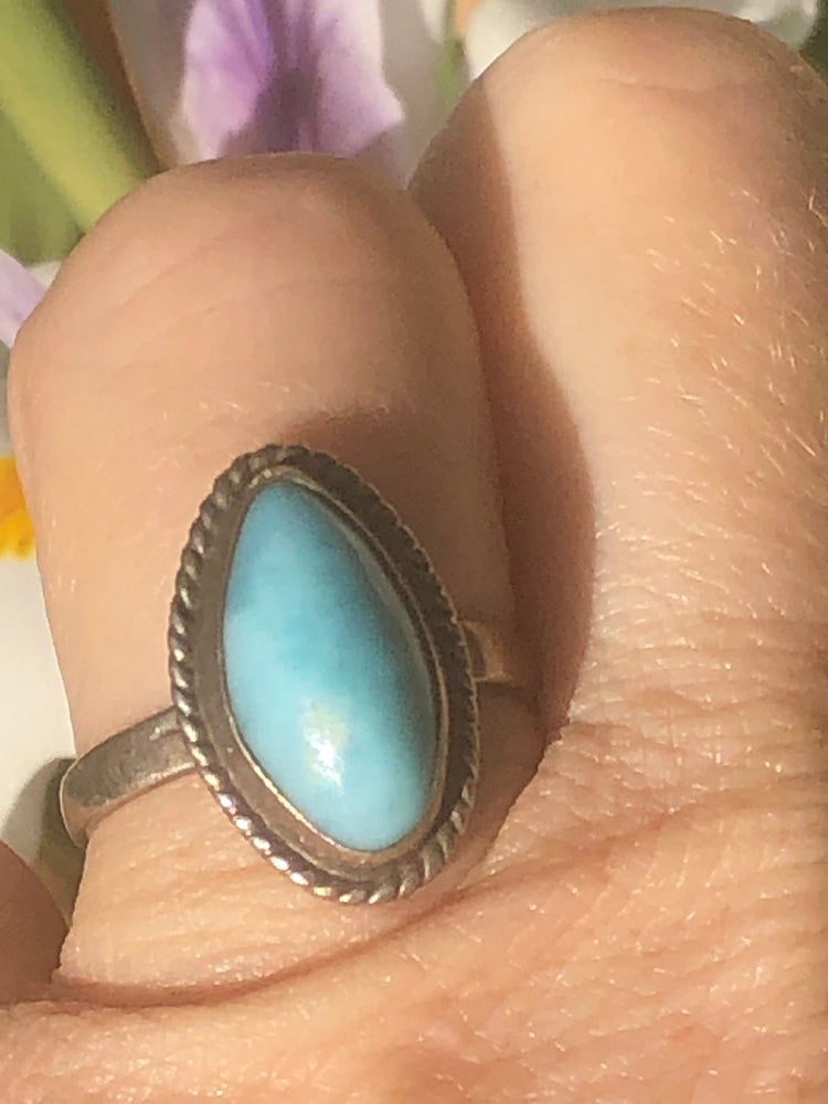Beautiful Sterling Silver Larimar Gemstone Ring Size 6.25