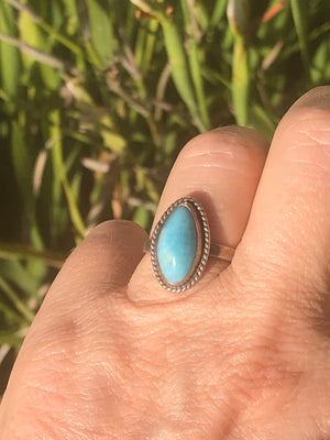 Beautiful Sterling Silver Larimar Gemstone Ring Size 6.25