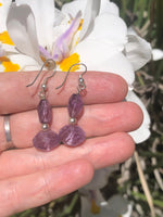 Vintage Faceted Amethyst Gemstones Beaded Earrings Sterling Silver 925 Faceted