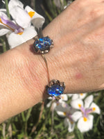 Vintage art glass bracelet sterling silver cuff 925 mexico