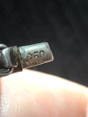 Antique Silver Bangle Bracelet - 950 Silver Higher Than Sterling - safety clasp
