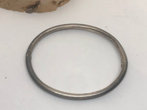 Antique Silver Bangle Bracelet - 950 Silver Higher Than Sterling - safety clasp