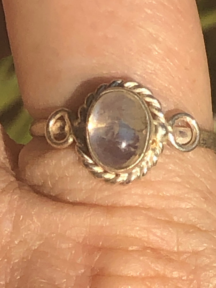 Sterling silver rainbow moonstone gemstone ring size 9.25