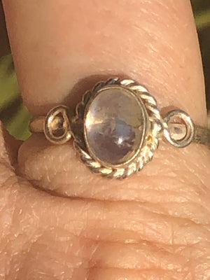 Sterling silver rainbow moonstone gemstone ring size 9.25