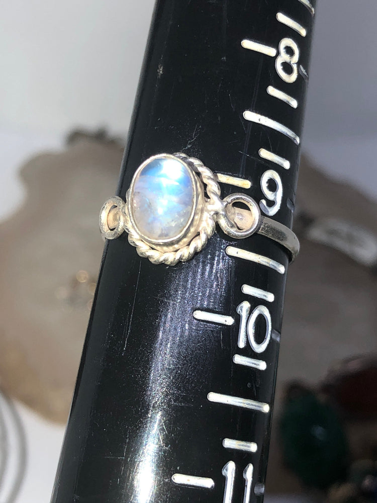 Sterling silver rainbow moonstone gemstone ring size 9.25