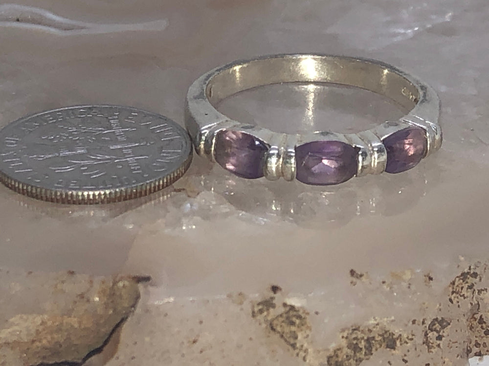 Amethyst sterling silver stackable ring 925 size  9.25