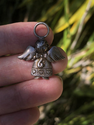 Vintage Flying Angel Pendant / Charm - Sterling Silver 925