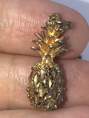 Vintage Crea Sterling Silver Gold Vermeil Pineapple Charm Pendant 925