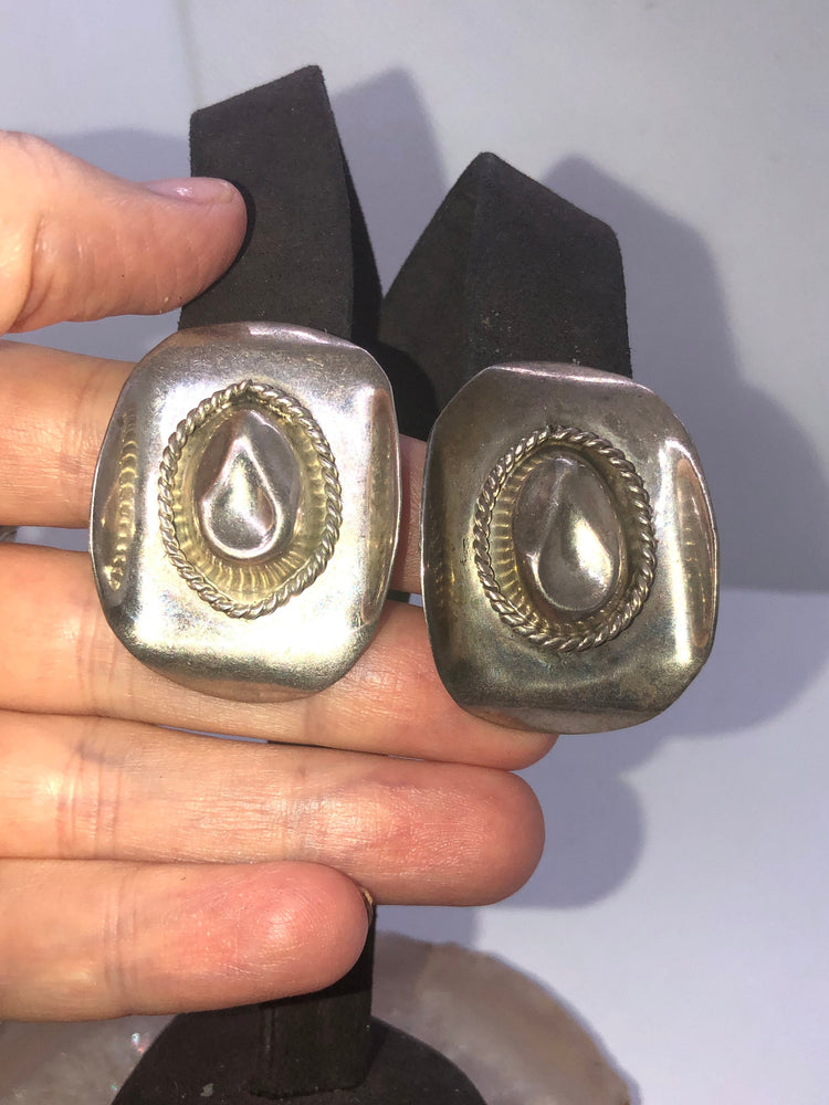 Big Sterling Silver Cowboy Hat Earrings 925 Mexico Taxco Southwestern Western