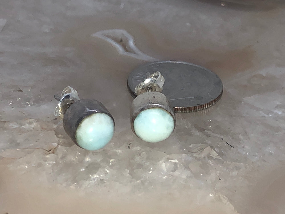 Vintage Larimar Light blue gemstone study earrings 925 Sterling silver