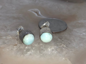 Vintage Larimar Light blue gemstone study earrings 925 Sterling silver