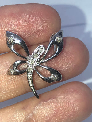 Sterling silver dragonfly diamonds pendant 4 necklace bug 925 free shipping
