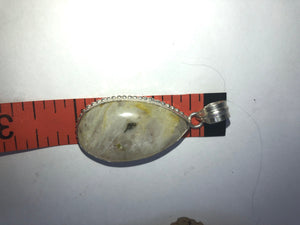 Sterling silver lemon yellow and white quartz gemstone pendant 4 necklace Teardrop