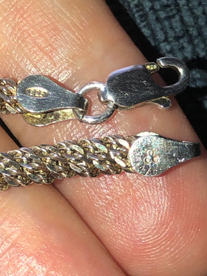Braided sterling silver chain bracelet 925 italy IBB