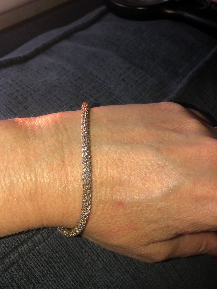 Braided sterling silver chain bracelet 925 italy IBB