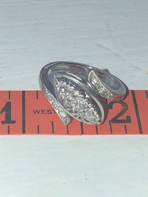 Antique art deco diamond ring 14 karat white gold 14kt kt 5.75
